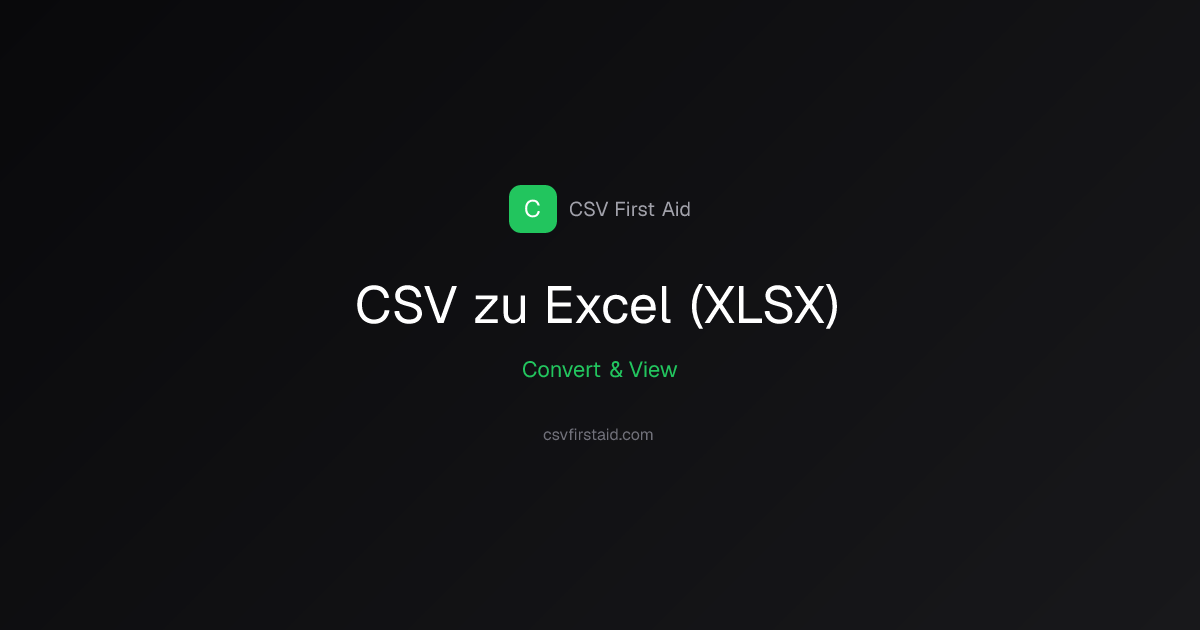 CSV zu Excel Konverter — XLSX-Download | CSV First Aid